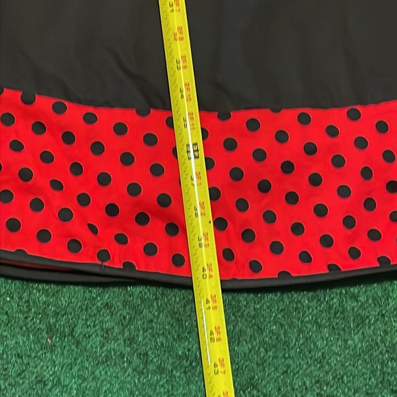 Vintage Retro Asian Black Dress w/Red trim and black Polka dots - Picture 7 of 8